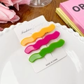 Set of 3 macaron color wavy acetate hair clips in yellow, rose pink, and bright green - 3Pcs/Set 7CM / Rainbow