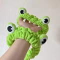 Cute green plush frog eye headband for face washing and makeup, cartoon animal style - Frog Hairband