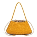 Handmade woven crossbody bag in bright yellow with an inner drawstring pouch for storage - Sunlight Yellow