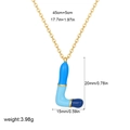 Letter L necklace with colorful blue enamel pendant on gold-plated stainless steel chain - L