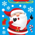 Classic Santa Claus Christmas window static sticker with snowflake and candy cane patterns - Z-01 (Approx 30*20cm)