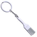 Silver metal keychain featuring a creative miniature flat brush tool pendant design - Paint Brush
