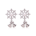 Elegant silver snowflake earrings with pearls, bow pendants, and sparkling cubic zirconia - Snowflake Bell 4