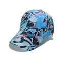 Streetwear baseball cap featuring blue abstract graffiti print and stiff cotton twill - Bright Blue Block Graffiti (F)