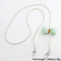 Green and white acrylic pearl crossbody chain with checkered bow and silver metal clasps - Green Bowknot Style (K1191) / Green