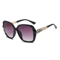 Women's oversized polarized sunglasses with purple gradient lenses and gold metal temples - Normal Lens / Black Frame Gradient Grey