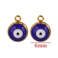 Ciondolo malocchio blu da 6mm in acciaio inossidabile dorato per gioielli fai-da-te - 6mm / Blu Bianco