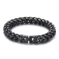 Bracciale a catena in acciaio inossidabile nero lucido con chiusura a scatola - Larghezza 10mm / Nero