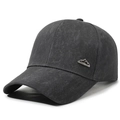 Donkergrijze gewassen retro honkbalpet met metalen logo en zonwerende klep voor buiten - Grijs