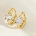 Elegant gold earrings with micro-pave square cubic zirconia and hoop closure - Rhombus White Zirconia (ES2833-5)