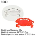White silicone mold with crab shape design and orange finished product for cake decor - Large Crab Shape Style (B909) / Gray