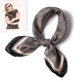 Elegant silk houndstooth neckerchief in black and beige plaid for handbag decoration - 70-214 Light Khaki