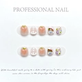 Kids press-on nails set with 3D peach designs, rainbows, and colorful floral patterns - Extra Small (XS) / Rainbow Peach