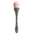 Green and gold rhinestone makeup brush with pink gradient bristles for loose powder - Blue