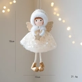 Angelo di Natale in peluche bianco con gonna in tulle e dettagli dorati, altezza 18cm - Champagne