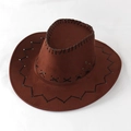Classic dark brown western cowboy hat with black decorative stitching on a white background - Reddish Brown