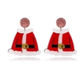 Boucles d'oreilles costume de Père Noël avec crochets à paillettes rouges et design festif - Style de Tenue de Père Noël (CE00238)