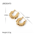 Golden twisted croissant earrings in stainless steel with a high-polished metallic finish - Gold Twisted Croissant Hoop Earrings (JDE201473)