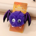 Purple plush bat hair clip with large eyes for Halloween party hair accessories - Purple Pom Bat (Single)