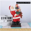 Classic Santa Claus resin figurine holding gift sack and teddy bear for Christmas decor - Santa Holding Gifts