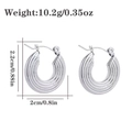 Boucles d'oreilles géométriques en acier inoxydable argenté avec dimensions détaillées - Style Géométrique Facetté Argenté (CBGE0053YS)