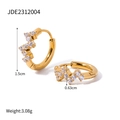 18k gold plated stainless steel hoop earrings with teardrop zircon insets - Gold Inlaid Zircon (JDE2312004)
