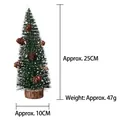 Miniature artificial Christmas tree with snow-dusted needles and wood base, 25cm height - 25cm Larch Christmas Tree with Pine Cones