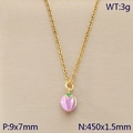 Collar dorado con un dulce colgante de melocotón en esmalte púrpura y hoja verde - Melocotón Púrpura (KN292100-Z)