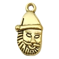 Golden Santa Claus metal pendant with intricate hat and beard details for DIY jewelry - 1pc Santa Head 12x23mm