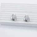 Minimalist polished silver teardrop stud earrings in high-quality stainless steel - Silver Polished Water Drop Style (KLD3392)