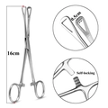 Pinza per piercing da 16cm in acciaio inossidabile con punte seghettate autobloccanti - Pinze chiuse triangolari curve 0,5 cm