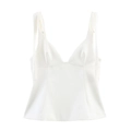 White satin V-neck camisole top with front tie bow and adjustable shoulder straps - XS / White