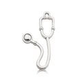 Detailed view of a silver-toned stethoscope alloy charm for DIY medical jewelry crafts - Antique Silver Stethoscope 15x27mm