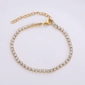 Classico bracciale tennis placcato in oro 4mm con pietre di zirconi bianchi - 3mm / 16+5cm / Oro