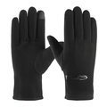 Winter thermal touch screen gloves in black fleece with stylish decorative metal buckle - Men's Buckle Style - Rabbit Hair Black