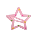 Pink star hair clip with yellow and green polka dots in painted metal finish - Style 22-Purple with Polka Dots