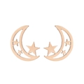 Minimalist rose gold star and crescent moon stud earrings with hollow geometric design - 304 Hollow Moon Star / Rose Gold