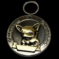 Antique bronze Chihuahua pet ID tag with 3D embossed relief for personalized engraving - Chihuahua