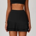 High-waisted black pleated tennis skirt with quick-dry stretch fabric and inner shorts - S / Premium Black