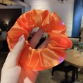 Luminous orange satin LED scrunchie with glowing lights for hair decoration - Orange / 3 Light Modes
