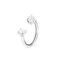 Set of 6 silver acrylic nose rings featuring clear cubic zirconia and opalite stones - Type D (Silver Horseshoe Ring with Double Zircon)