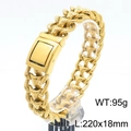 Pulsera de cadena de oro para hombre tipo hueso de dragón, 18mm con cierre rectangular, 95g - Dorado