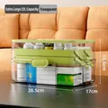 7L clear plastic tiered family medicine box with green handle and 28.5cm length - Medium (7L) / Transparent Matcha
