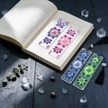 DIY diamond painting bookmarks set of 4 featuring colorful floral designs and black tassels - Elegant Floral