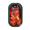 Digital display hand warmer in dark green with realistic charcoal fire heating pattern - N21 Charcoal Hand Warmer Green