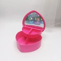 Detail of rose red heart-shaped jewelry box with built-in mirror and double-layer storage - Rose Red