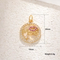Golden Mama heart pendant with red lip charm, 20mm x 15mm, DIY jewelry accessory - Red Lips Mama