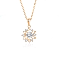 Collar de girasol en oro rosa con colgante de circón brillante y detalles de diamantes - Plata 925 / Oro Rosa (Strass Blanco)