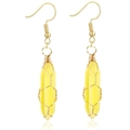 Golden wire-wrapped hexagonal yellow crystal bullet earrings with fishhook dangles - Wire Wrapped Hexagonal Prism Earrings / Gold Topaz Style Earrings