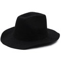 Detailed view of the black woven texture and structured crown of the Panama fedora hat - M (56-58cm) / Black